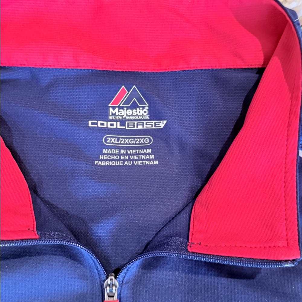 Majestic Cleveland Guardians Navy and Red Quarter-Zip Cool base top. - Picture 2 of 7